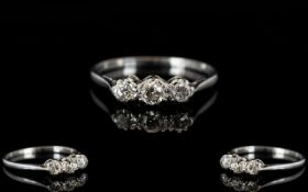 18ct White Gold - Pleasing 3 Stone Diamond Set Dress Ring.