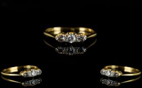 18ct Gold & Platinum 3 Stone Diamond Ring of Attractive Form.