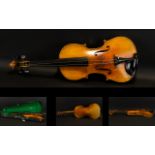 A Late 19th Early 20th Century Violin Two piece back, along with fitted case, back length 14 inches,