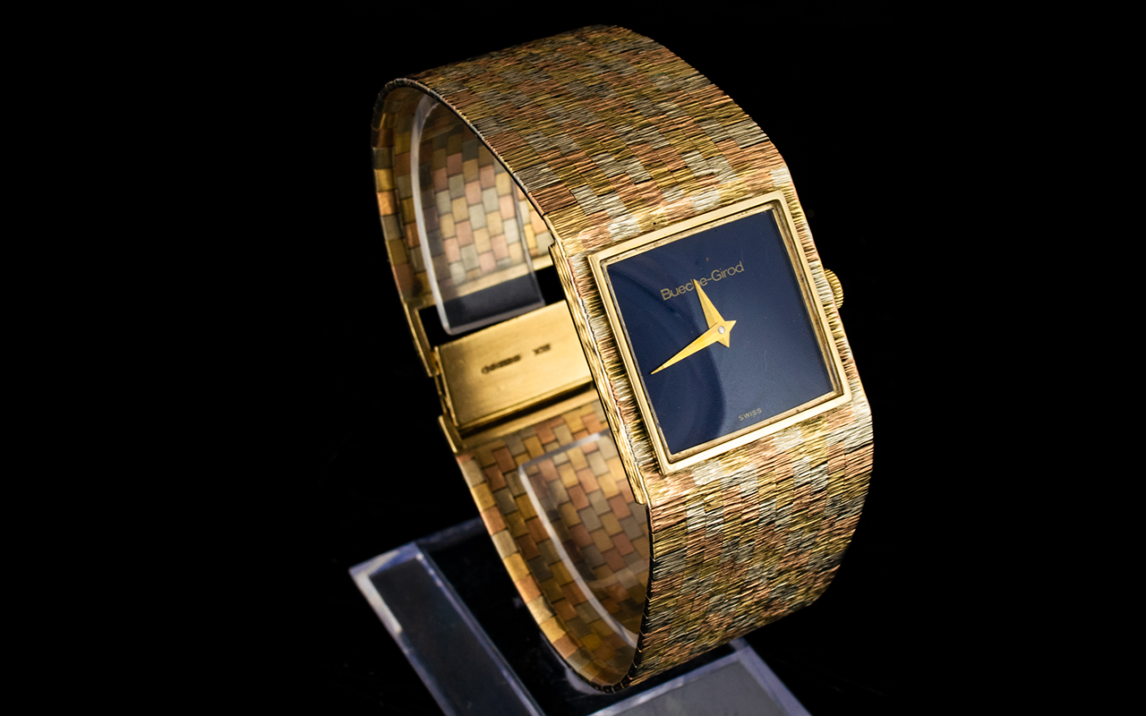 Bueche Girod Gents Impressive 9ct Multi-Gold Colour Bracelet Wrist Watch. - Image 2 of 3