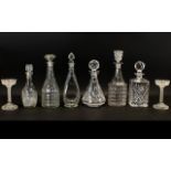 Collection of Glass Decanters to include two glass sorbet glasses.