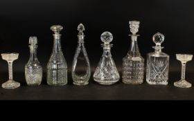 Collection of Glass Decanters to include two glass sorbet glasses.