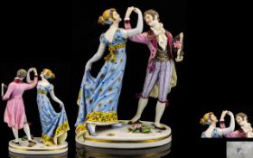 Dresden Early to Mid-20th Century Handpainted Porcelain Figure Group.