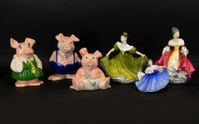 Collection of Porcelain Figures comprising four Royal Doulton figures 'Lynne',