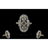 18ct Gold 1920's Diamond Set Cocktail Ring of Stunning Form and Quality.