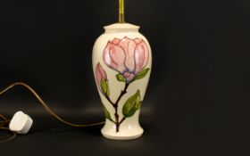 Moorcroft Magnolia Design Lamp Base Baluster form lamp,