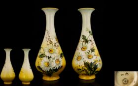 Doulton Lambeth Impressive Pair of Hand Painted Faience Vases of Bulbous Tapered Form / Shape,