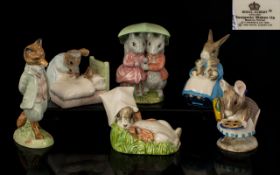 Royal Doulton Collection of Beatrix Potter Figures (6) in total. Comprises 1. Peter in Bed BP6A 2.