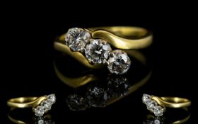 18ct Gold 3 Stone Diamond Set Dress Ring, Full Hallmarks for 18ct,