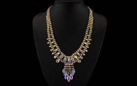 Aurora Borealis Austrian Crystal Statement Necklace, a generous, fully articulated necklace mainly