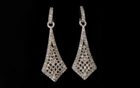 Diamond Elongated Kite Shape Drop Earrings,