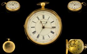 Antique Period 18ct Gold Open Faced Chronograph Pocket Watch - marked Edward Daniel Johnson,