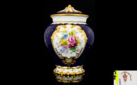 Royal Crown Derby Hand Painted Lidded Vase Of Nice Quality And Appearance The central panel with