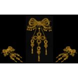 A 14ct Gold Victorian Ribbon Pendant Brooch Bow form filigree brooch,