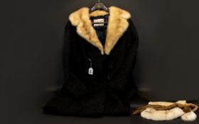 Vintage Astrakhan And Mink Collar Coat Double breasted coat with large circular buttons and side
