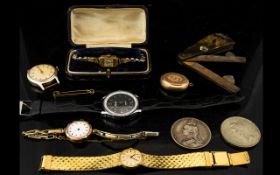 A Collection Of Jewellery And Oddments All in as found condition to include ladies 9ct gold