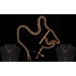 Antique Period 9ct Gold Albert Chain with attached T-Bar & Charm in the form of an Aeroplane