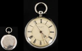 Mid Victorian Period Sterling Silver Open Faced Pocket Watch with Seconds Sweep,