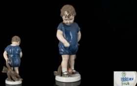 Royal Copenhagen Porcelain Figure ' Boy with Teddy Bear ' Model No 3468. Designer Abby Bonflis.