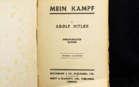 Mein Kampf By Adolf Hitler Unexpurgated Edition Published By Hutchinson & Co. Publishers Ltd. in