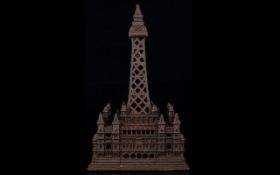 Cast Iron Money Bank In The Form Of Blackpool Tower - Height 7.5 Inches. RD NO 499017 To Base.