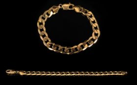 9ct Gold Gents Flat Curb Bracelet Total length 8.5 inches, fully hallmarked, weight 29.5 grams.