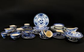 A large Collection Of Mixed Blue And White Ceramics To two tureens and covers, six dinner plates,