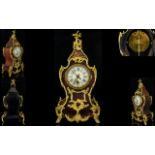 Samuel Marti 19th Century Boulle Red Tortoiseshell Cased Serpentine Shaped Mantel Clock,