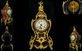 Samuel Marti 19th Century Boulle Red Tortoiseshell Cased Serpentine Shaped Mantel Clock,