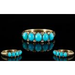 Antique Period - Attractive 9ct Gold Turquoise Set Dress Ring.