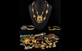 A Mixed Collection Of Fashion Jewellery Varied collection of mostly modern gold tone costume