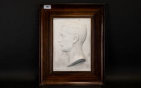 Early 20th Century Plaster Cast Relief Profile Of King Albert I Of Belgium. Impressed S.