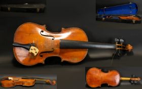 Old Antique Violin with Stradivarius label to interior. Dated 1713, comes with wooden case.