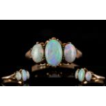 Antique Period 9ct Gold 3 Stone Opal Set Dress Ring, The 3 Opals of Excellent Colour,