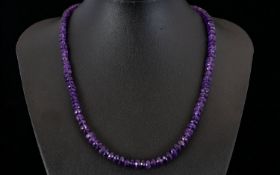 Amethyst Faceted Rondelle Bead Necklace, a graduated necklace of approximately 150cts of the rich