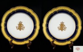 A Fine Pair of Armorial Hand Painted Shaped Photos by Charles Pillivuyt ET CEI - Paris.