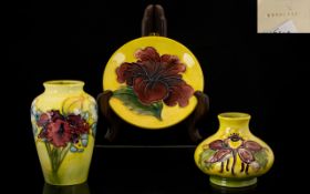 Moorcroft Collection of Small Tube lined Vases / Pin Dishes ( 3 ) Items In Total.