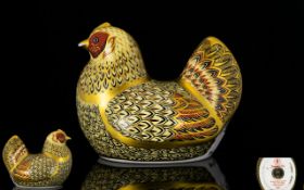 Royal Crown Derby Ltd and Numbered Edition Paperweight ' Farmyard Hen ' Gold Stopper.