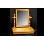 Pine Dressing Table Top Mirror, swivel action with a compartmental drawer.