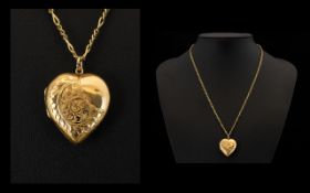 Antique Period Heart Shaped 9ct Gold Plated Front/Back hinged Locket of Pleasing Proportions with