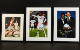 Football Interest A Collection Of Five Framed Photographic Prints To include Pele and David Beckham,