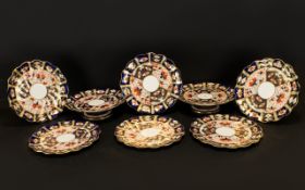 Antique Period Davenport Longport Matching Set Of Six Cabinet Plates And Two Comports Eight pieces