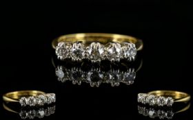 18ct Gold & Platinum 5 Stone Diamond Ring. Illusion set. Marked 18ct and Platinum. Diamonds of