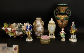 A Collection Of Late 19th/Early 20th Century Continental Ceramics To include ivory ceramic