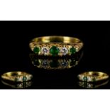 18ct Gold Attractive Emerald and Diamond Set Dress Ring emeralds and diamonds of excellent colour.