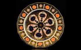 Royal Crown Derby Old Imari Pattern on Circular Cabinet Plate. Pattern 1128 & Date 1925.
