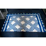 Antique American Patriotic Patchwork Quilt Blue and white cotton quilt with square and triangle