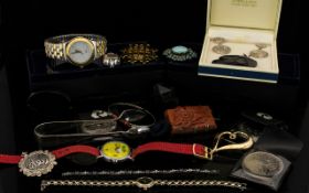 A Collection Of Costume Jewellery To include a 1958 Snoopy Wristwatch, Swatch Watch,