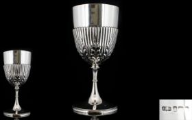 Victorian Period Superb Quality Sterling Silver Goblet with Gilt Interior,