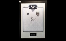 Football Interest Paul Gascoigne Signed Framed Umbro shirt 'Italia 90' housed in box frame with